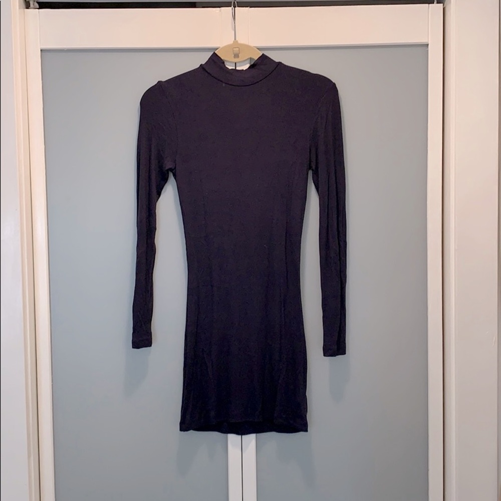 Nasty Gal navy mock neck dress